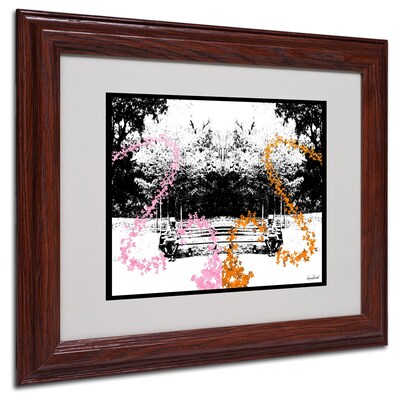 Miguel Paredes Pink Orange Butterflies Matted Framed Art - 11x14 Inches - Wood Frame