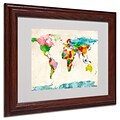 Michael Tompsett Watercolor Countries Framed Matted Art - 11x14 Inches - Wood Frame