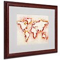 Michael Tompsett World Map-Orange Framed Matted Art - 16x20 Inches - Wood Frame