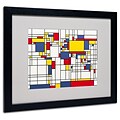 Michael Tompsett Mondrian World Map Matted Framed Art - 11x14 Inches - Wood Frame