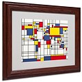 Michael Tompsett Mondrian World Map Matted Framed Art - 16x20 Inches - Wood Frame