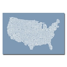 Trademark Fine Art Michael Tompsett US City Map XII Canvas Art 22x32 Inches