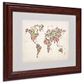 Michael Tompsett Stars World Map 2 Matted Framed Art - 16x20 Inches - Wood Frame