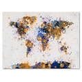 Trademark Fine Art Michael Tompsett Paint Splashes World Map 2 Canvas Art 30x47 Inches