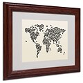 Michael Tompsett Cats World Map 2 Matted Framed Art - 16x20 Inches - Wood Frame
