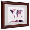 Michael Tompsett Paint Splashes World Map 3 Matted Framed - 16x20 Inches - Wood Frame