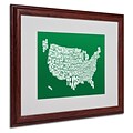 Michael Tompsett FOREST-USA States Text Map Matted Framed - 16x20 Inches - Wood Frame