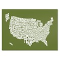 Trademark Fine Art Michael Tompsett OLIVE-USA States Text Map Canvas Art 22x32 Inches