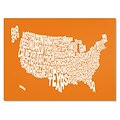 Trademark Fine Art Michael Tompsett ORANGE-USA States Text Map Canvas Art 22x32 Inches