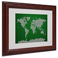 Michael Tompsett Soccer Balls World Map Matted Framed Art - 11x14 Inches - Wood Frame