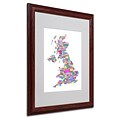 Michael Tompsett UK Cities Text Map 3 Matted Framed Art - 16x20 Inches - Wood Frame
