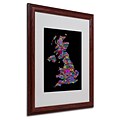 Michael Tompsett UK Cities Text Map 5 Matted Framed Art - 16x20 Inches - Wood Frame