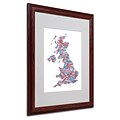 Michael Tompsett UK Cities Text Map 7 Matted Framed Art - 16x20 Inches - Wood Frame