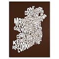 Trademark Fine Art Michael Tompsett CHOCOLATE-Ireland Text Map Canvas Art 18x24 Inches