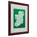 Michael Tompsett FOREST-Ireland Text Map Matted Framed Art - 16x20 Inches - Wood Frame