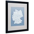 Trademark Fine Art Michael Tompsett STEEL-Germany Regions Map Matted Black Frame 16x20 Inches