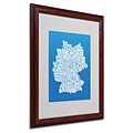 Michael Tompsett SUMMER-Germany Regions Map Matted Framed - 16x20 Inches - Wood Frame