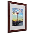 CATeyes Coney Island Matted Framed Art - 16x20 Inches - Wood Frame
