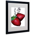 Trademark Fine Art Roderick Stevens Strawberry Splash II Matted Art Black Frame 16x20 Inches