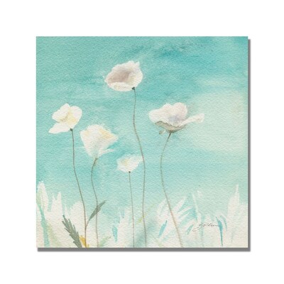 Trademark Fine Art Shelia Golden White Poppies Canvas Art. 18x18 Inches