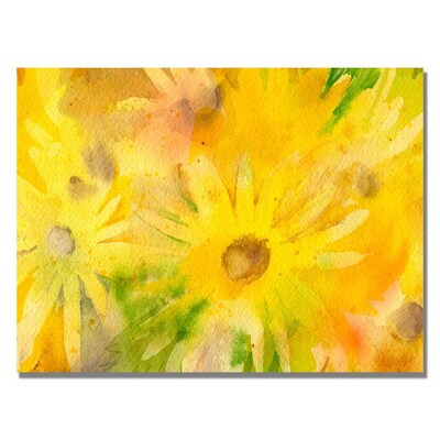 Trademark Fine Art Sheila Golden Yellow Wildflowers Canvas Art 22x32 Inches