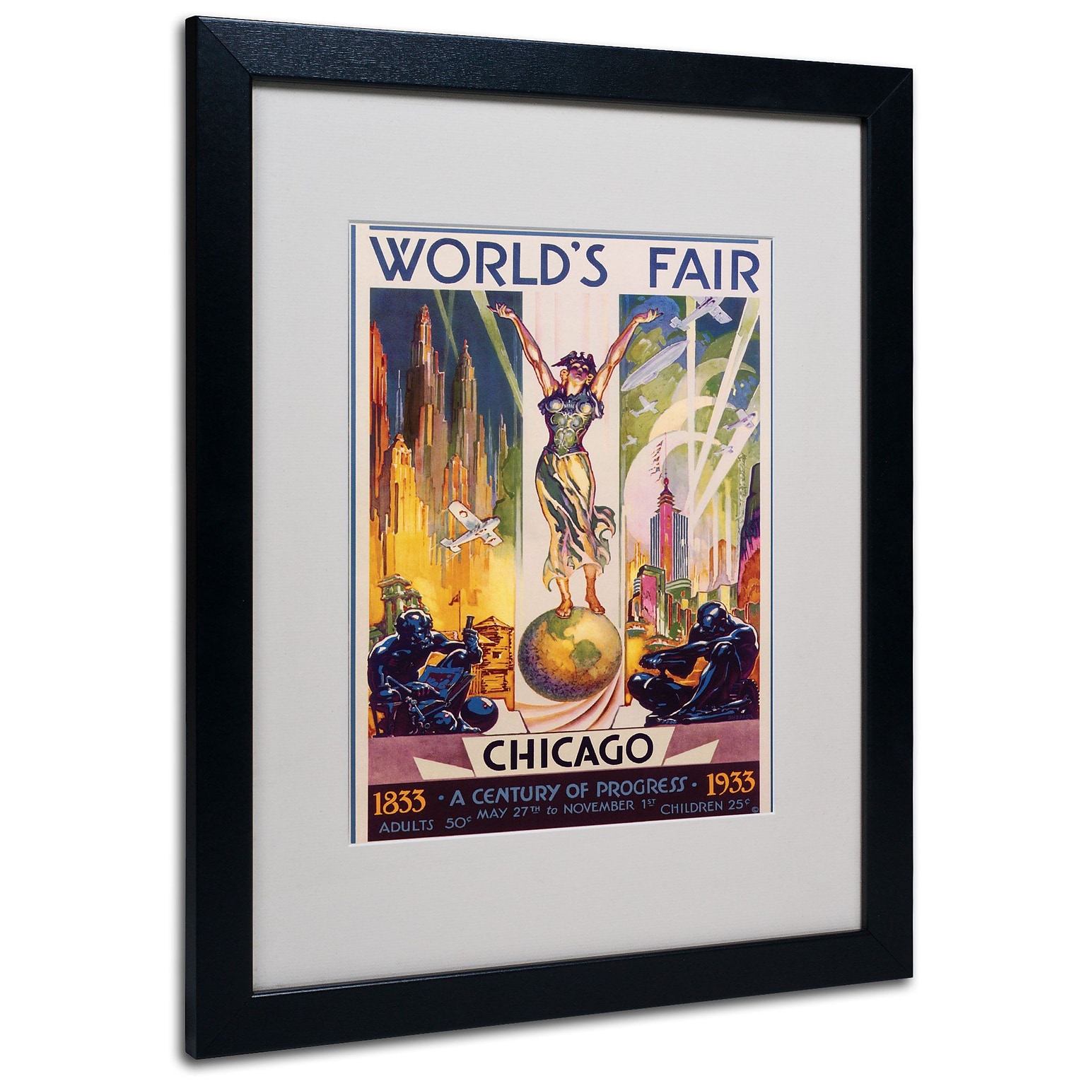 Trademark Fine Art Glen Sheffer Worlds Fair Chicago Matted Art Black Frame 16x20 Inches
