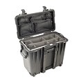 Pelican™ 1447 Rolling Top Loader Case With Office Divider Set and Lid Organizer; Black