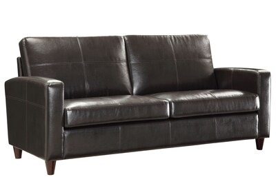 Office Star OSP Designs Eco Leather Sofa With Espresso Finish Legs, Espresso