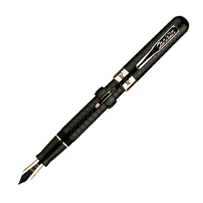 Conklin® Mark Twain Crescent Fountain Pen With Rose Gold Trim, Fine Nib, Black (CK71137)