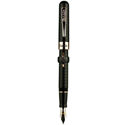 Conklin® Mark Twain Crescent Fountain Pen With Rose Gold Trim, Fine Nib, Black (CK71137)