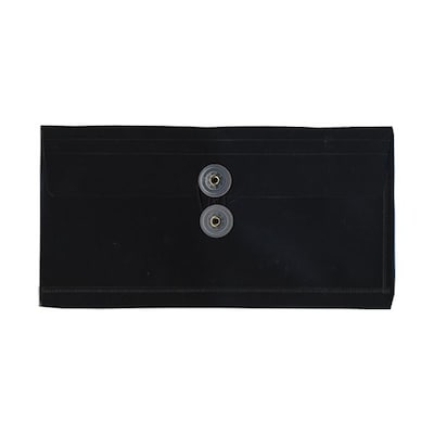 JAM Paper® #10 Plastic Envelopes with Button and String Tie Closure, 5 1/4 x 10, Black Poly, 12/pack