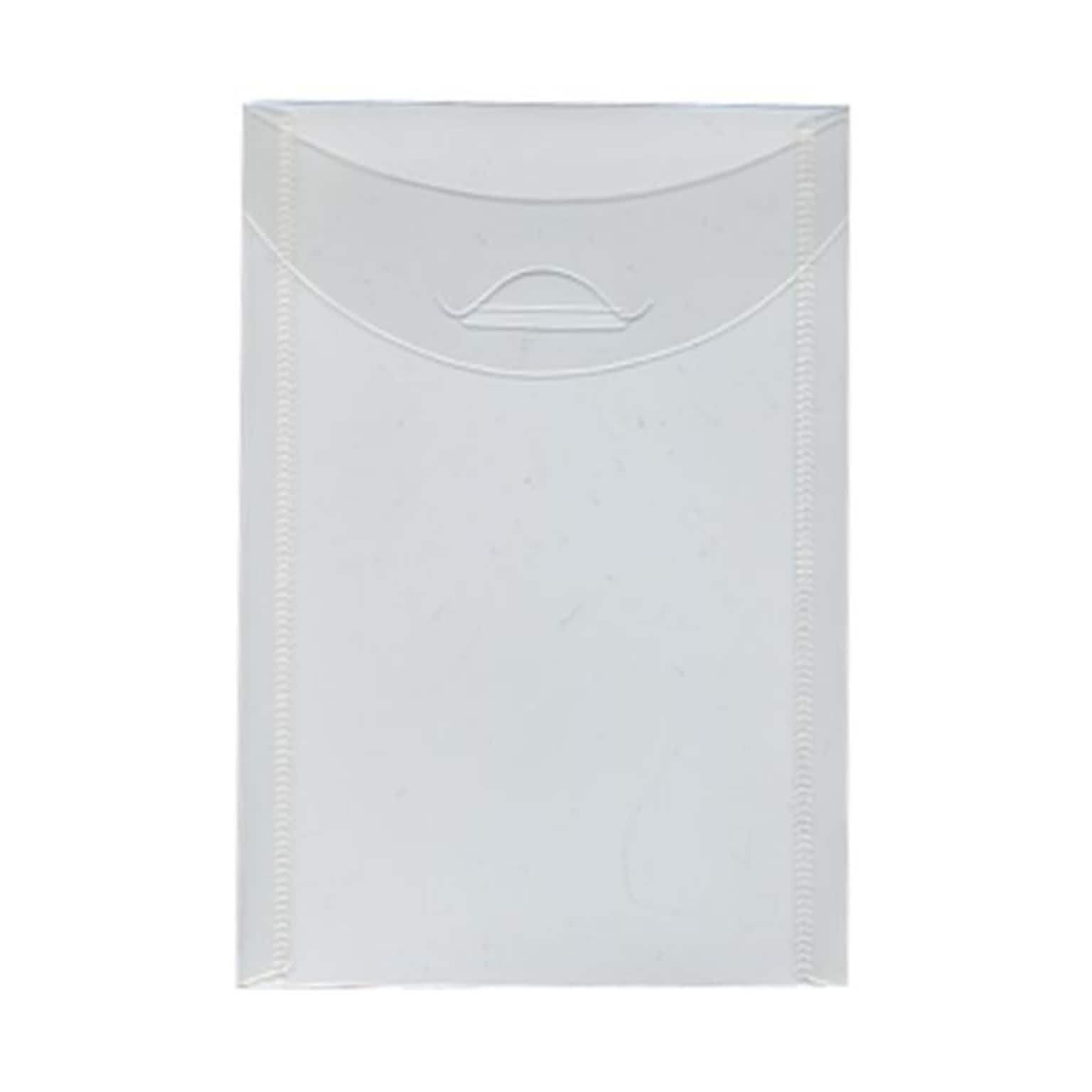 JAM Paper® Plastic Envelopes with Tuck Flap Closure, Open End, 4 1/8 x 6, Clear Poly, 12/Pack (1541745)