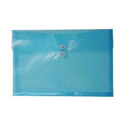 JAM Paper® Plastic Envelopes with Button and String Tie Closure, Booklet, 12 x 18, Blue Poly, 12/pac