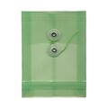 JAM Paper® Plastic Envelopes with Button and String Tie Closure, Open End, 4.25 x 6.25, Green Poly, 12/pack (473B1GR)