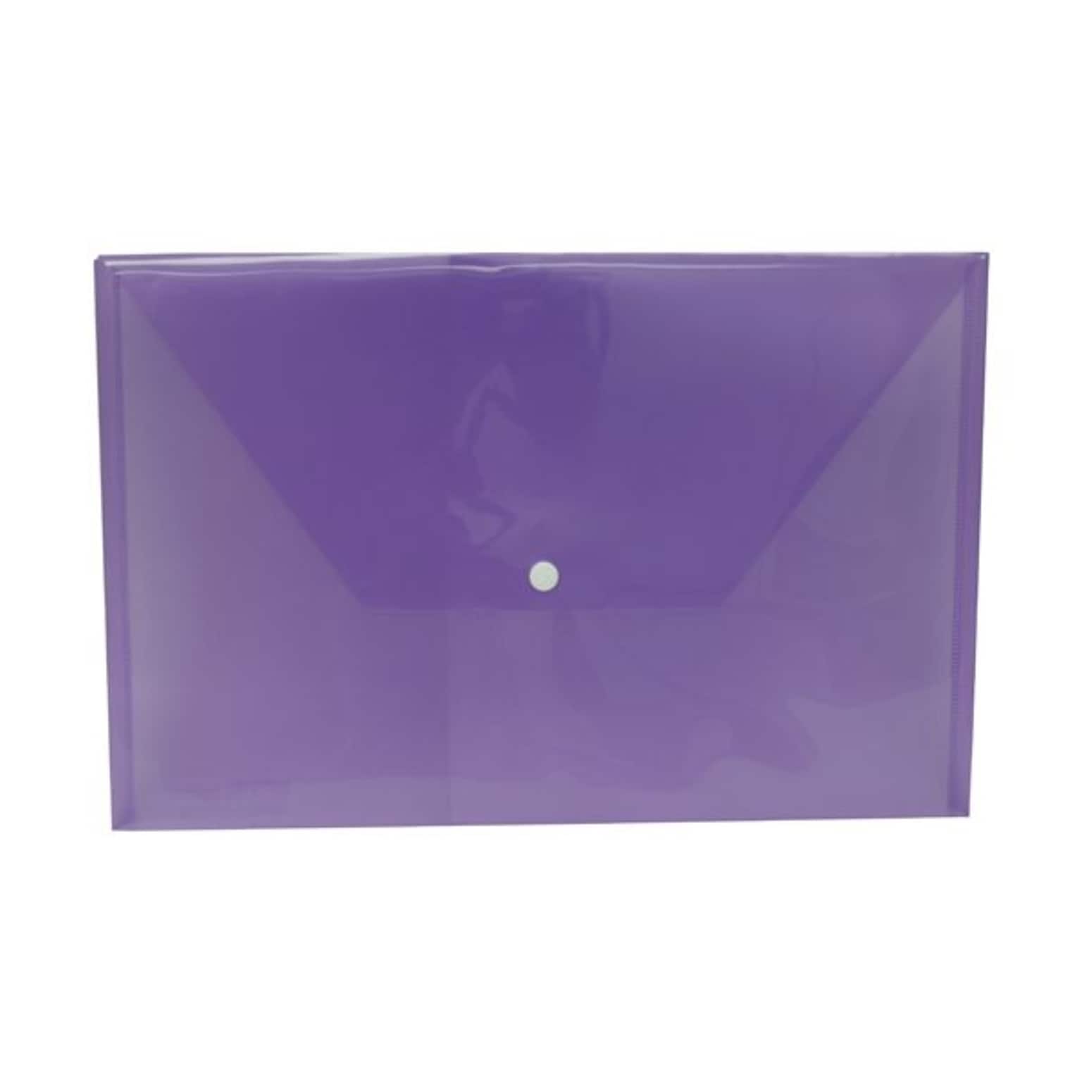 JAM Paper® Plastic Envelopes with Snap Closure, Legal Booklet, 9.75 x 14.5, Purple Poly, 12/pack (34830PU)