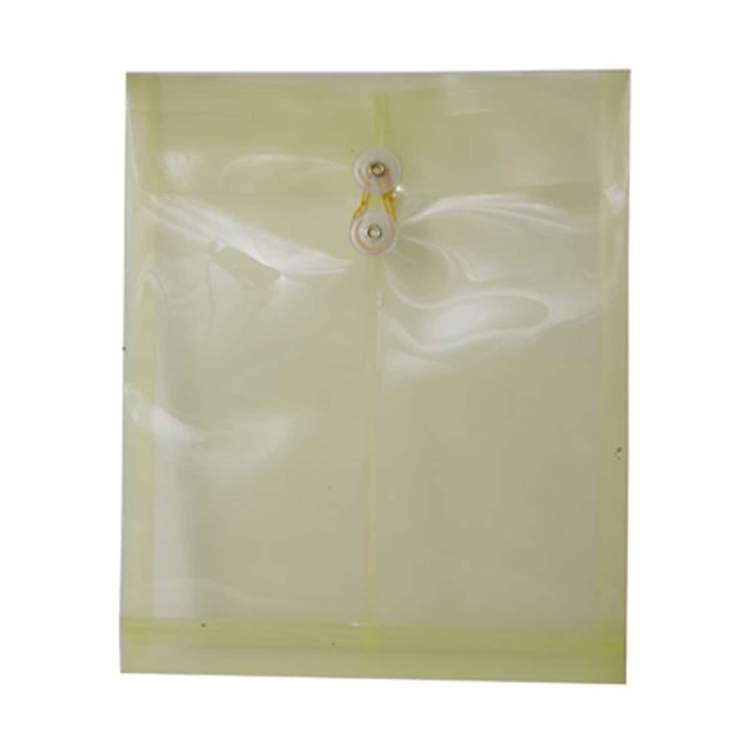 JAM Paper® Plastic Envelopes with Button and String Tie Closure, Legal Open End, 9.75 x 14.5, Yellow Poly, 12/pack (119B1YE)