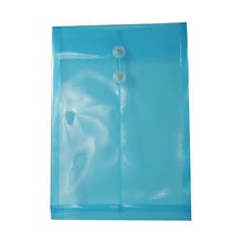 JAM Paper® Plastic Envelopes with Button and String Tie Closure, Legal Open End, 9.75 x 14.5, Blue P