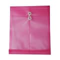 JAM Paper® Plastic Envelopes with Button and String Tie Closure, Letter Open End, 9.75 x 11.75, Hot