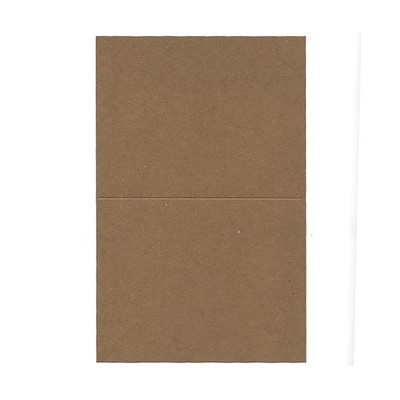 JAM Paper® Blank Foldover Cards, A2 size, 4 3/8 x 5 7/16, 60lb Brown Kraft Paper Bag Recycled, 25/pa