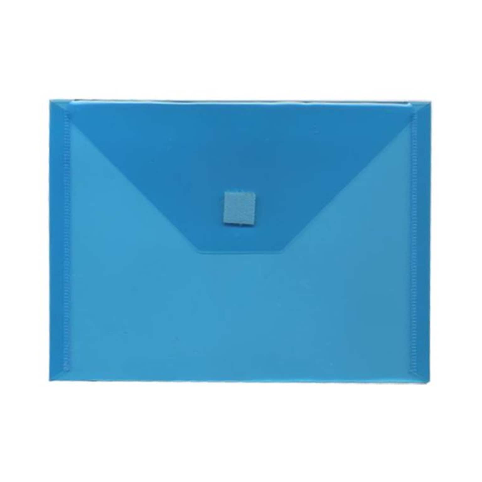 JAM Paper® Plastic Envelopes with Hook & Loop Closure, Index Booklet, 5.5 x 7.5, Blue Poly, 12/Pack (920V0BU)