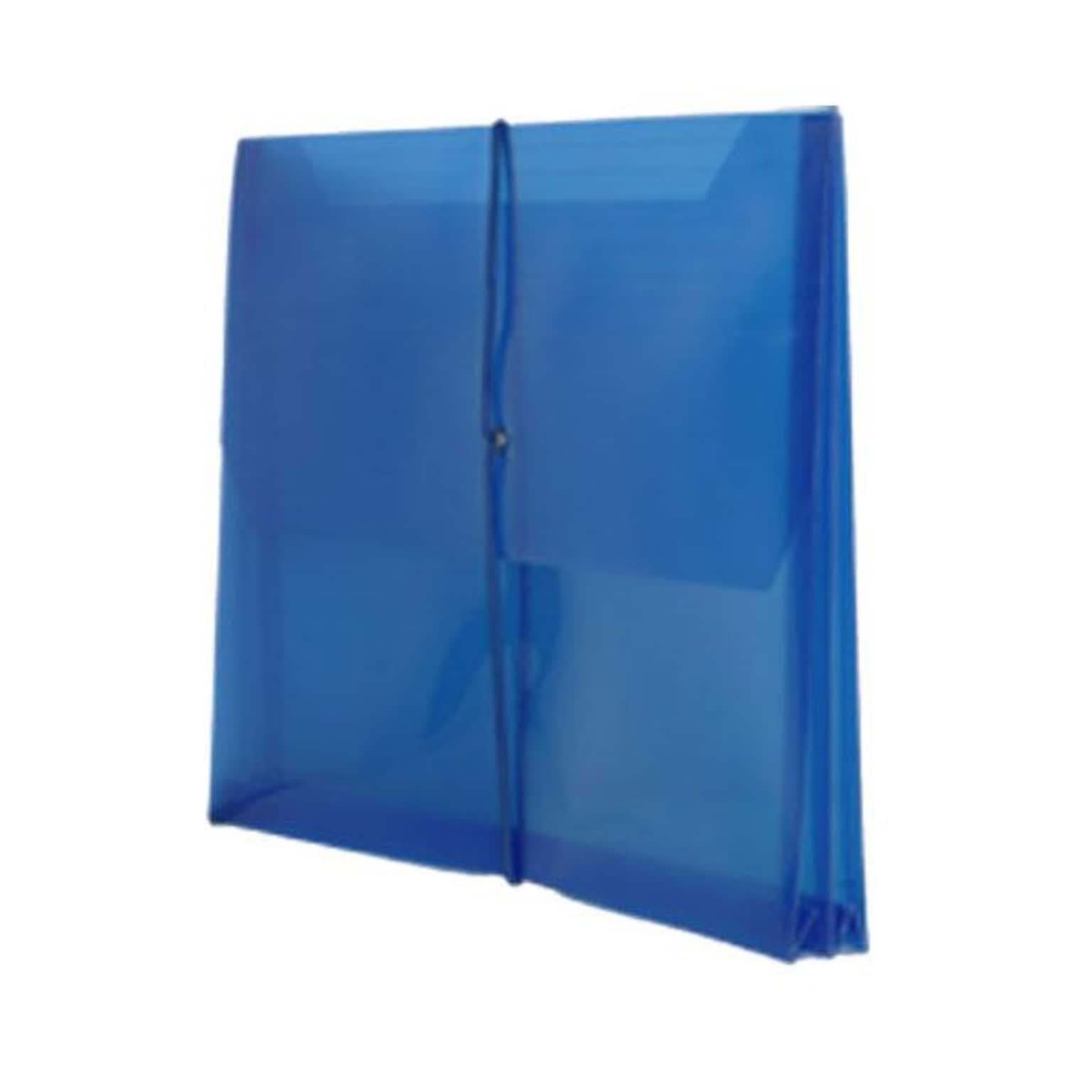 JAM Paper® Plastic Envelopes, 2 5/8 Expansion, Elastic Closure, Letter Booklet, 9.75 x 13, Blue Poly, 1/pk (218E25BU)