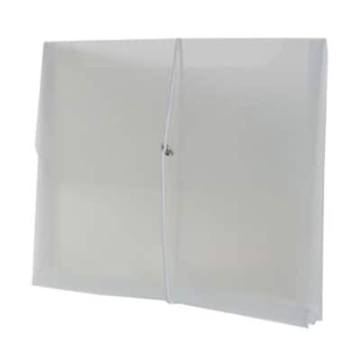 JAM Paper® Plastic Envelope with Elastic Band Closure, 9.75 x 13 with 2.625 Inch Expansion, Clear, S