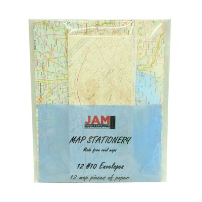 JAM Paper® #10 Business Stationery Set, 4.125 x 9.5, Assorted Map Designs, 12/Pack (2237118950)