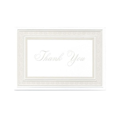 JAM Paper® Thank You Cards Set, Bright White with Pearl Border, 104 Note Cards with 100 Envelopes (B