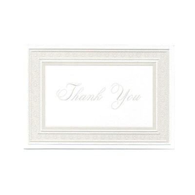 JAM Paper® Thank You Cards Set, Bright White with Pearl Border, 104 Note Cards with 100 Envelopes (B