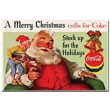 Trademark Fine Art Coke Santa Merry Christmas w/ Elves Canvas Art