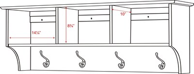 Prepac™ Sonoma Entryway Cubbie Shelf, 48" x 11.5", White