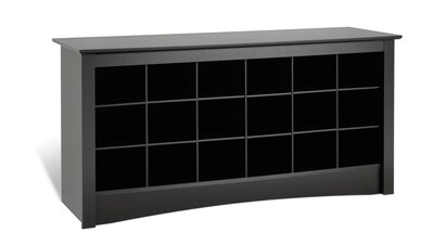 Prepac™ Composite Wood Shoe Storage Cubbie Bench, Black