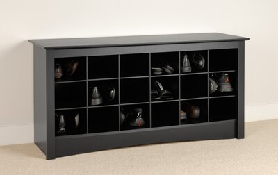 Prepac™ Composite Wood Shoe Storage Cubbie Bench, Black