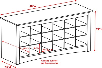 Prepac™ Composite Wood Shoe Storage Cubbie Bench, Espresso
